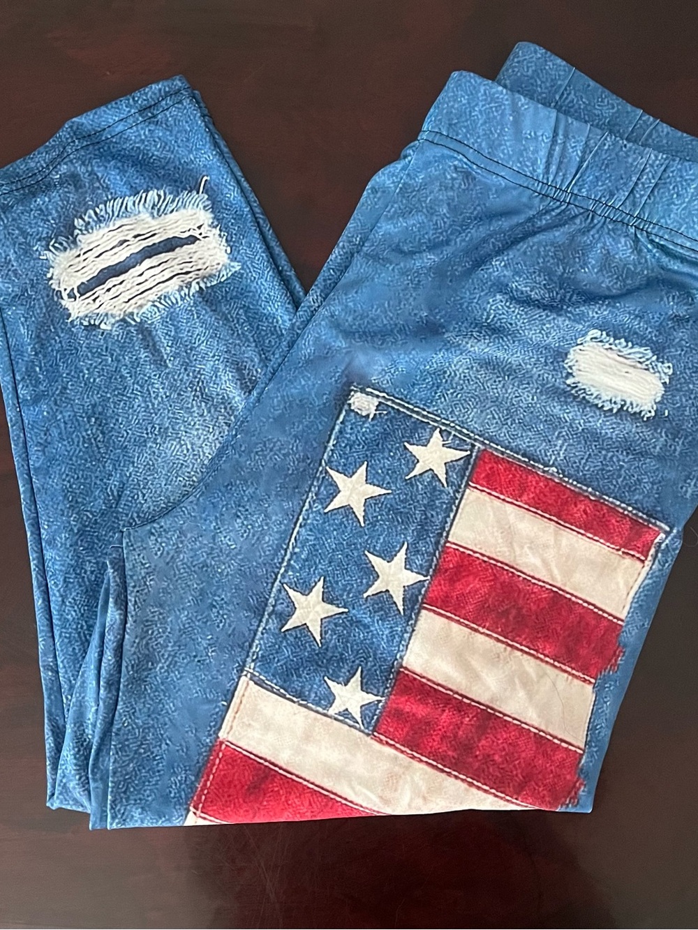Blue Men’s Jeans with American Flag Patch